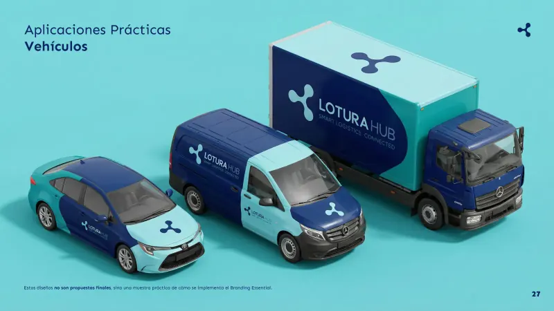 La marca de Lotura Hub aplicada en la flota: furgoneta y camión